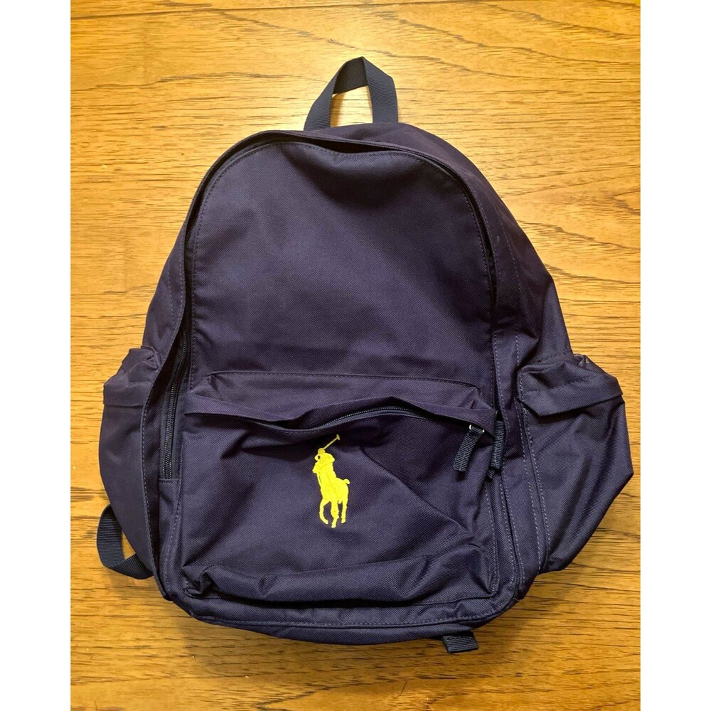 Ralph Lauren Navy Polo Pony Backpack Medium Zip Closure